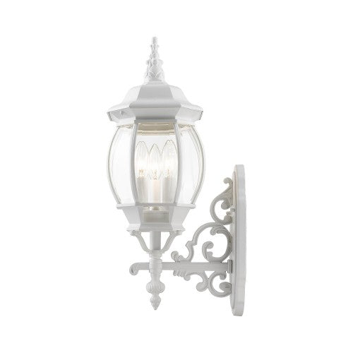 ##Antique Hardware## 3 Light Textured White Outdoor Wall Lantern