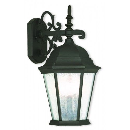##Antique Hardware## 3 Light Textured Black Outdoor Wall Lantern