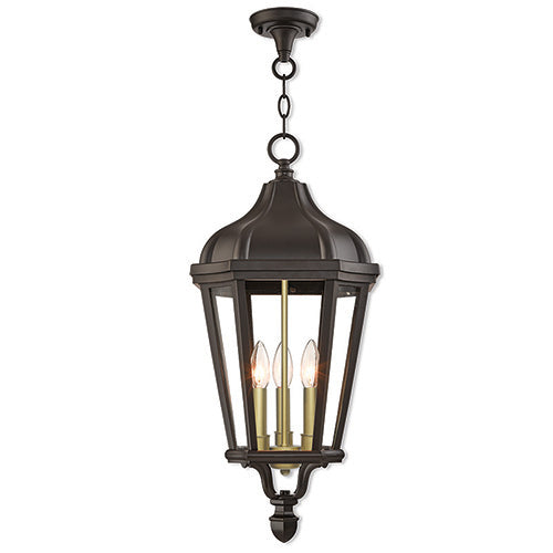 ##Antique Hardware## 3 Light Bronze Outdoor Pendant Lantern