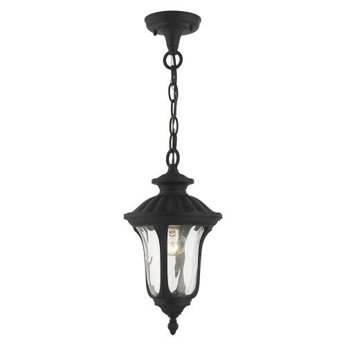 ##Antique Hardware## 1 Light Textured Black Outdoor Pendant Lantern