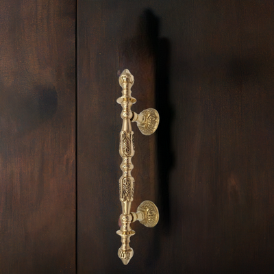 ##Antique Hardware## 11 3/4 Inch (6 Inch C-C) Solid Brass French Empire Door Pull