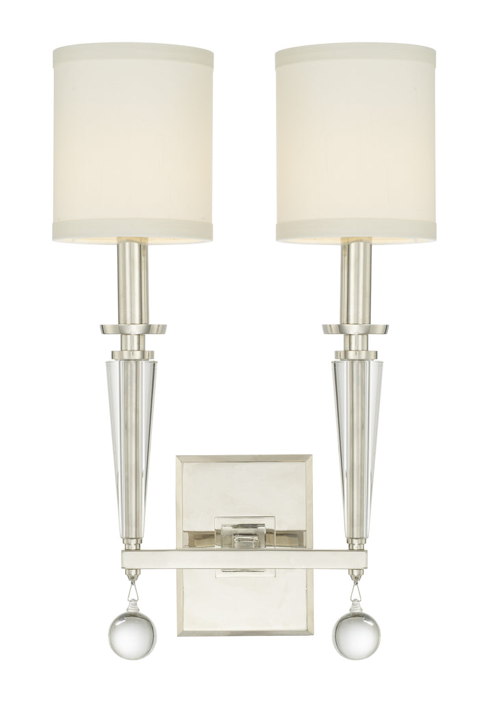 ##Antique Hardware## Paxton 2 Light Polished Nickel Sconce