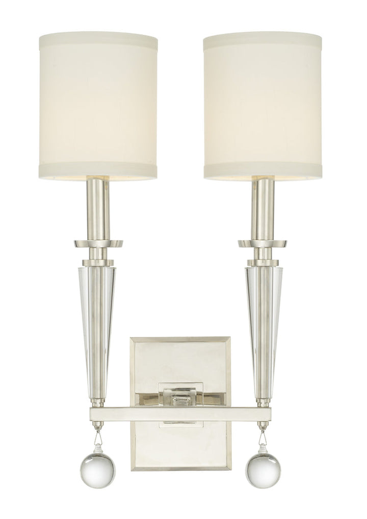 ##Antique Hardware## Paxton 2 Light Polished Nickel Sconce