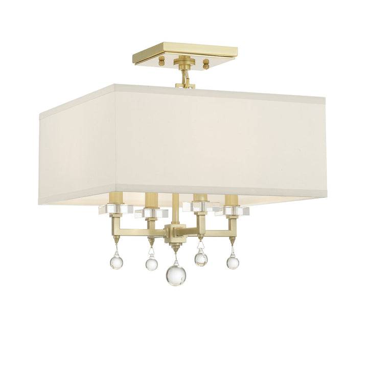 ##Antique Hardware## Paxton 4 Light Aged Brass Semi Flush Mount