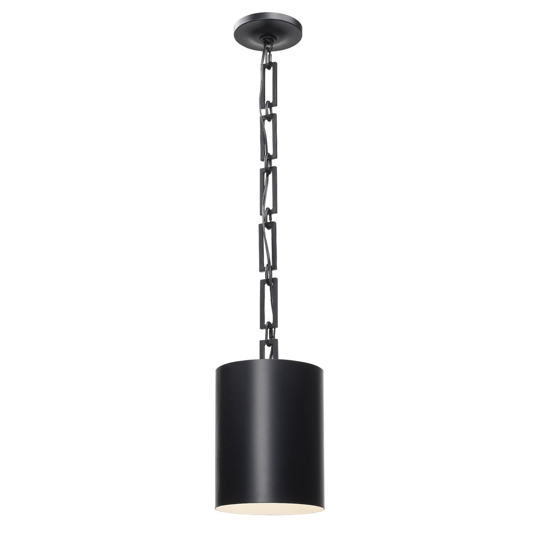 ##Antique Hardware## Brian Patrick Flynn Alston 1 Light Matte Black + White Mini Pendant