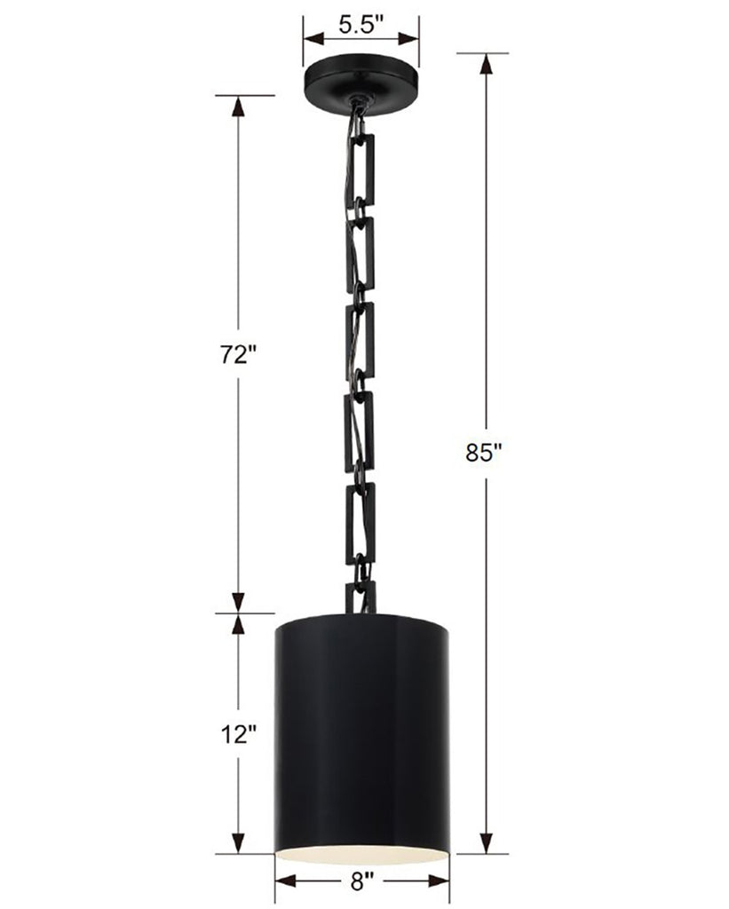 ##Antique Hardware## Brian Patrick Flynn Alston 1 Light Matte Black + White Mini Pendant