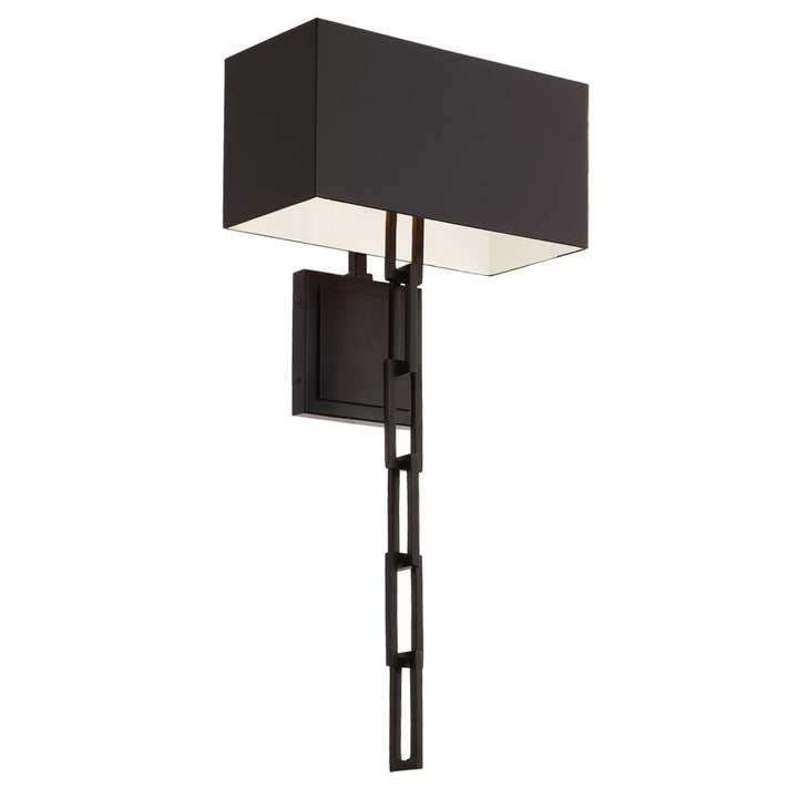 ##Antique Hardware## Brian Patrick Flynn Alston 2 Light Matte Black + White Sconce