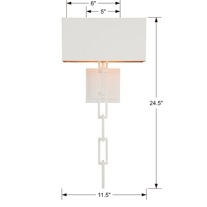 ##Antique Hardware## Brian Patrick Flynn Alston 2 Light Matte White + Antique Gold Sconce