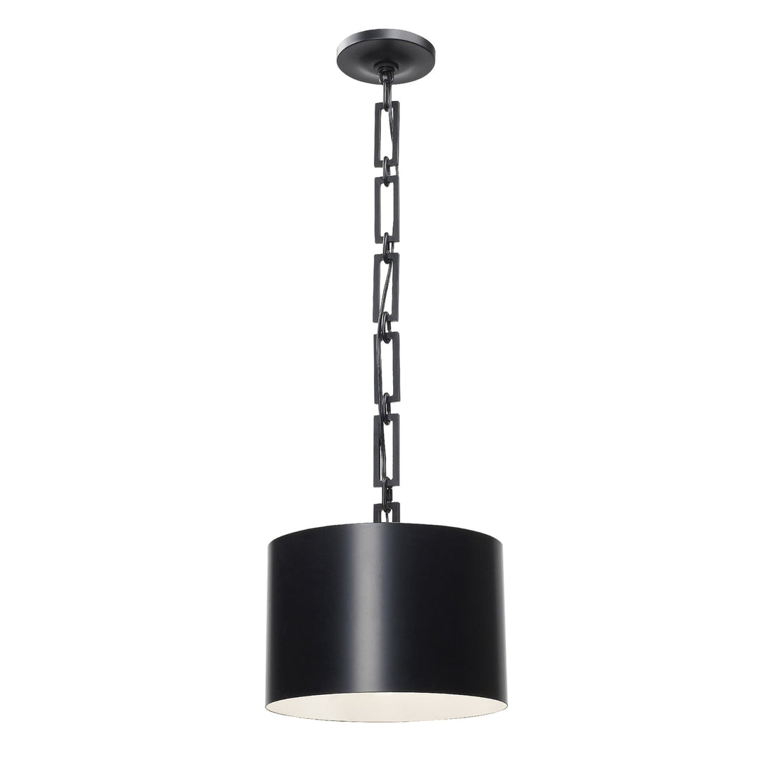 ##Antique Hardware## Brian Patrick Flynn Alston 1 Light Matte Black + White Mini Pendant