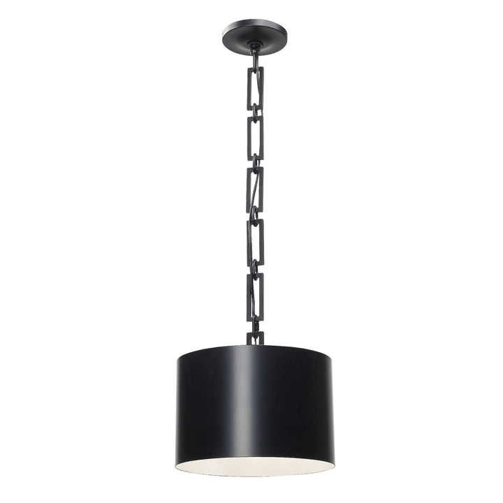 ##Antique Hardware## Brian Patrick Flynn Alston 1 Light Matte Black + White Mini Pendant