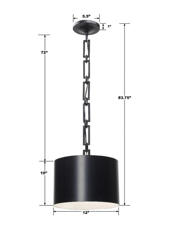 ##Antique Hardware## Brian Patrick Flynn Alston 1 Light Matte Black + White Mini Pendant