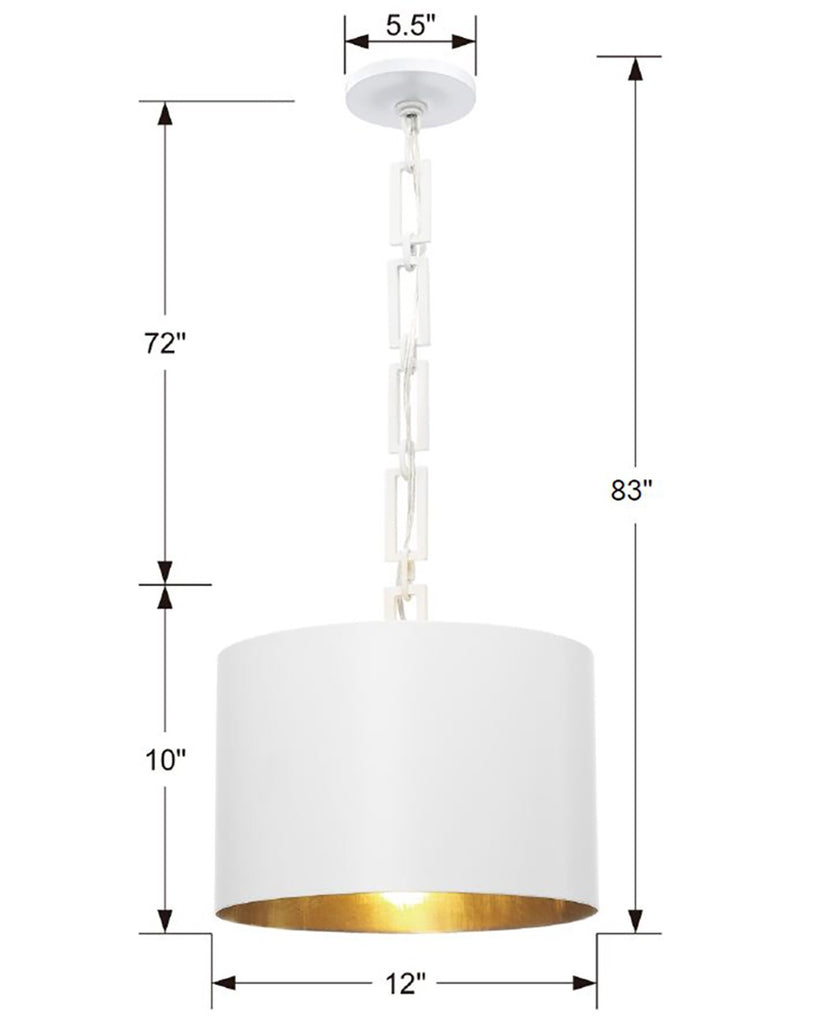 ##Antique Hardware## Brian Patrick Flynn Alston 1 Light Matte White + Antique Gold Mini Pendant