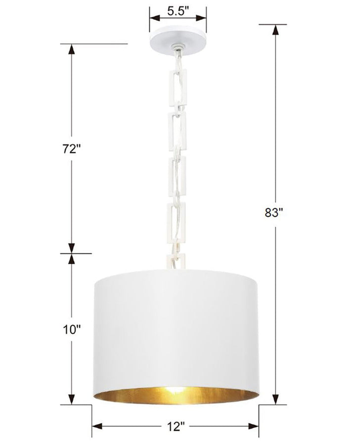 ##Antique Hardware## Brian Patrick Flynn Alston 1 Light Matte White + Antique Gold Mini Pendant