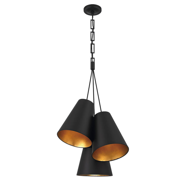 ##Antique Hardware## Brian Patrick Flynn Alston 3 Light Matte Black + Antique Gold Pendant
