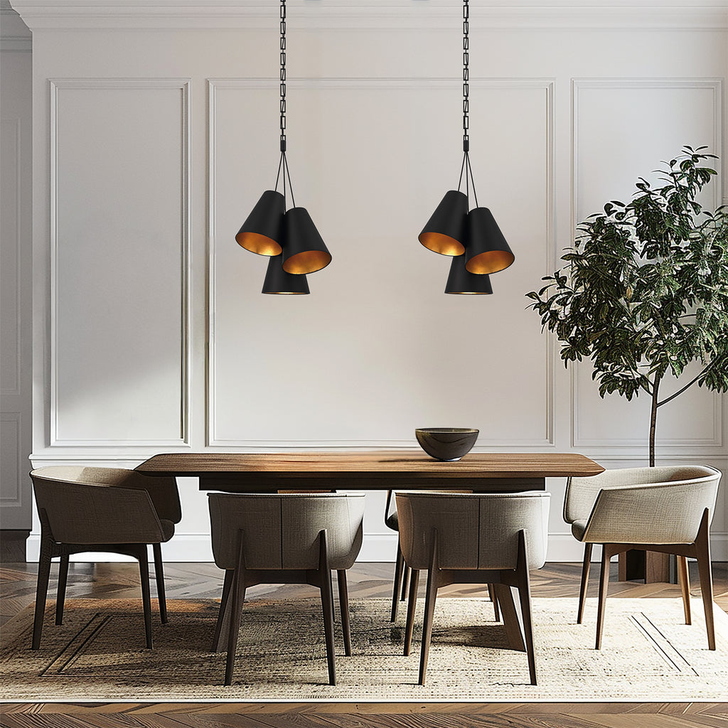##Antique Hardware## Brian Patrick Flynn Alston 3 Light Matte Black + Antique Gold Pendant