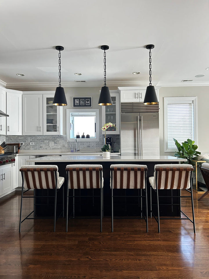 ##Antique Hardware## Brian Patrick Flynn Alston 2 Light Matte Black + Antique Gold Mini Pendant
