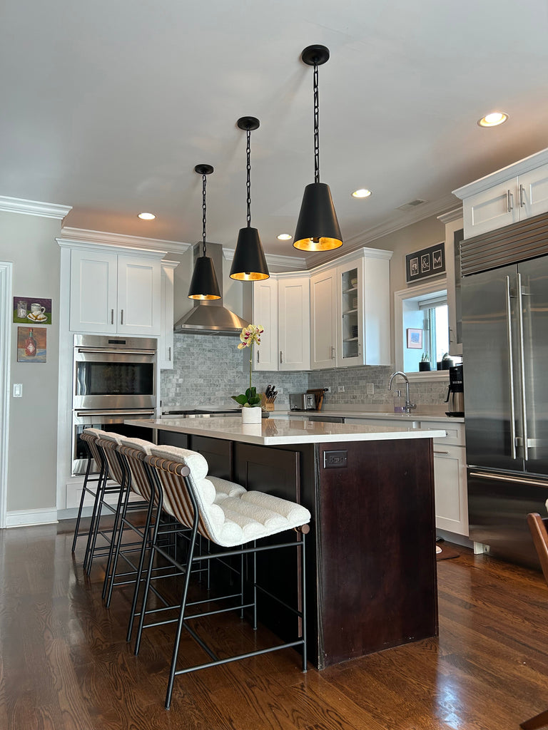 ##Antique Hardware## Brian Patrick Flynn Alston 2 Light Matte Black + Antique Gold Mini Pendant