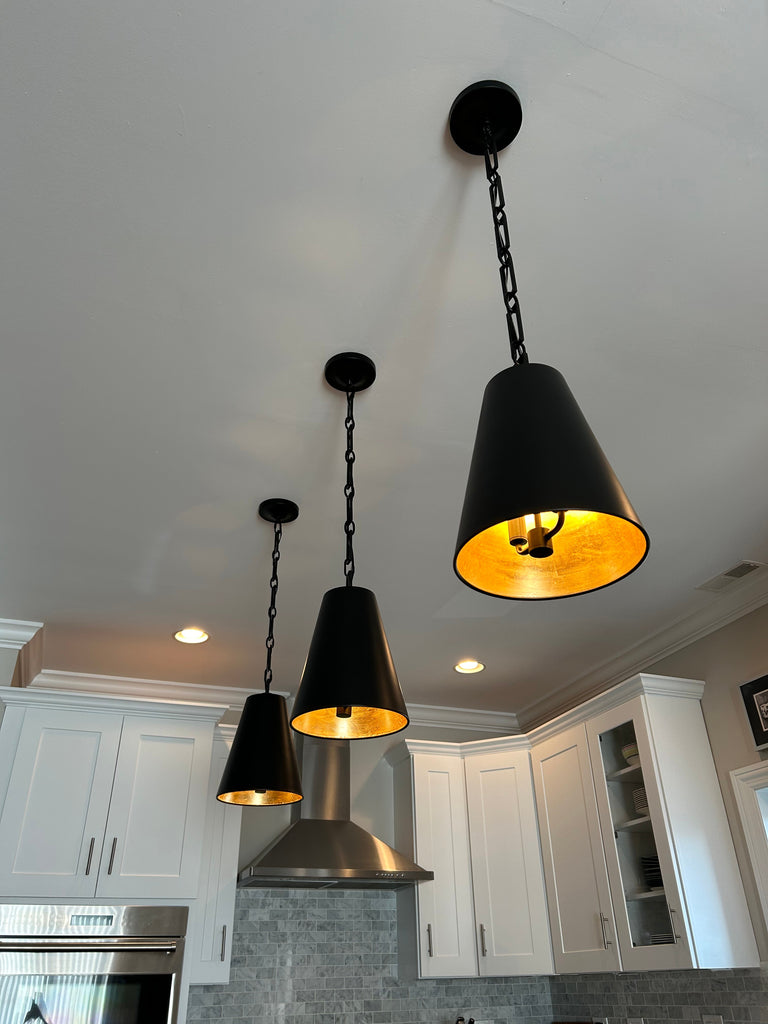 ##Antique Hardware## Brian Patrick Flynn Alston 2 Light Matte Black + Antique Gold Mini Pendant