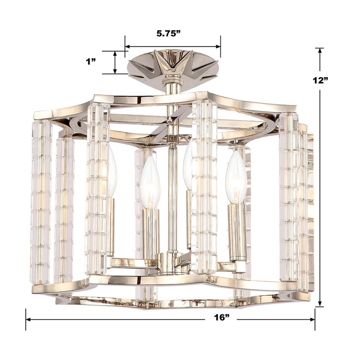 ##Antique Hardware## Carson 4 Light Polished Nickel Convertible Semi Flush Mount