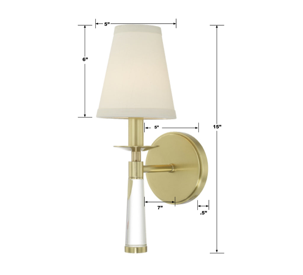 ##Antique Hardware## Baxter 1 Light Aged Brass Sconce