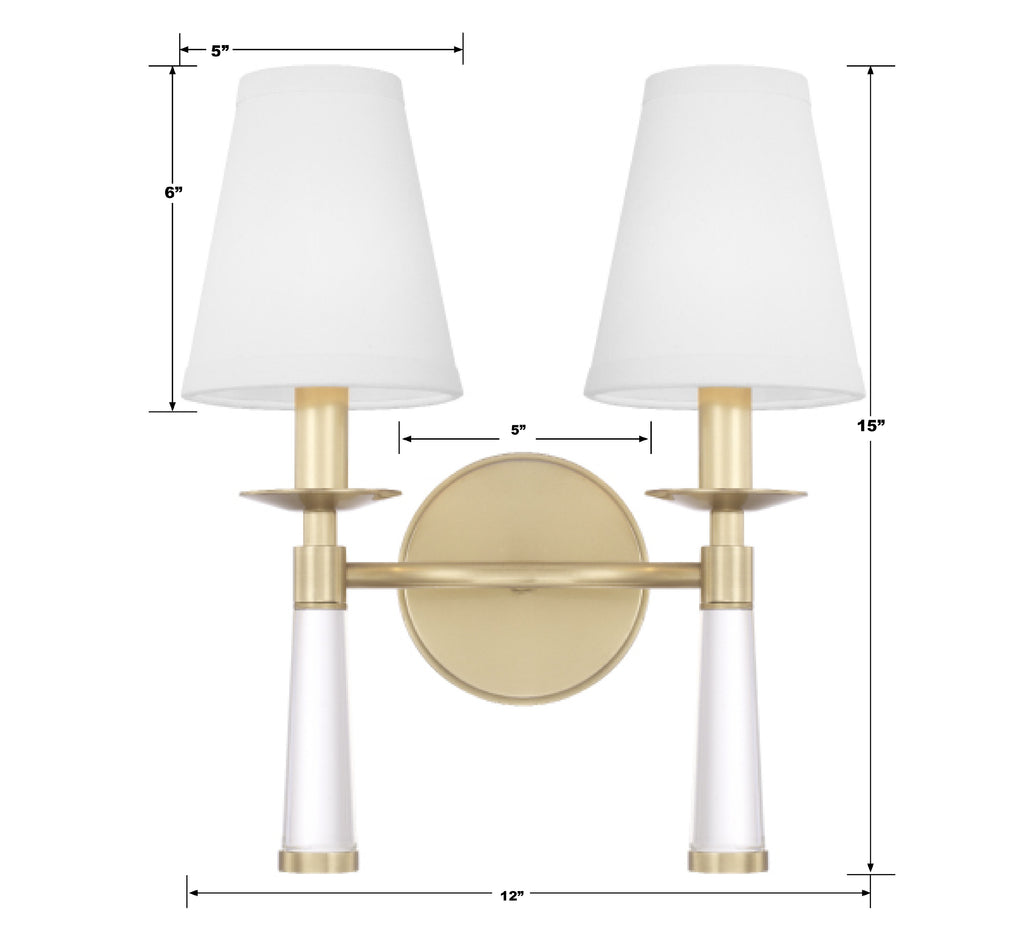 ##Antique Hardware## Baxter 2 Light Aged Brass Sconce