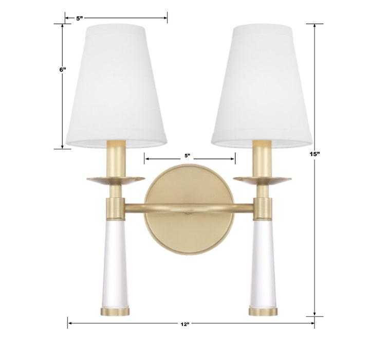 ##Antique Hardware## Baxter 2 Light Aged Brass Sconce