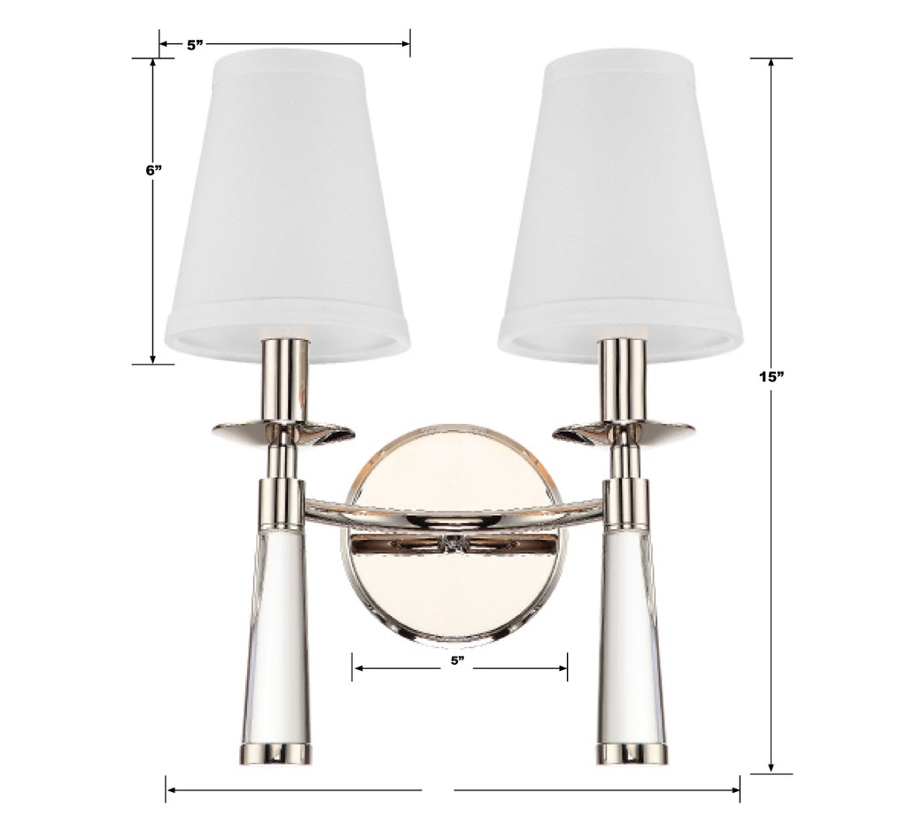 ##Antique Hardware## Baxter 2 Light Polished Nickel Bronze Sconce
