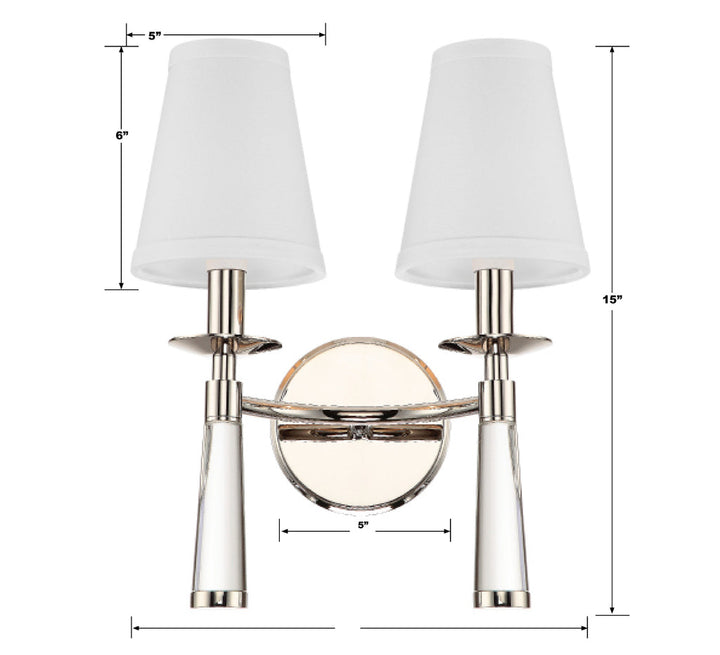 ##Antique Hardware## Baxter 2 Light Polished Nickel Bronze Sconce