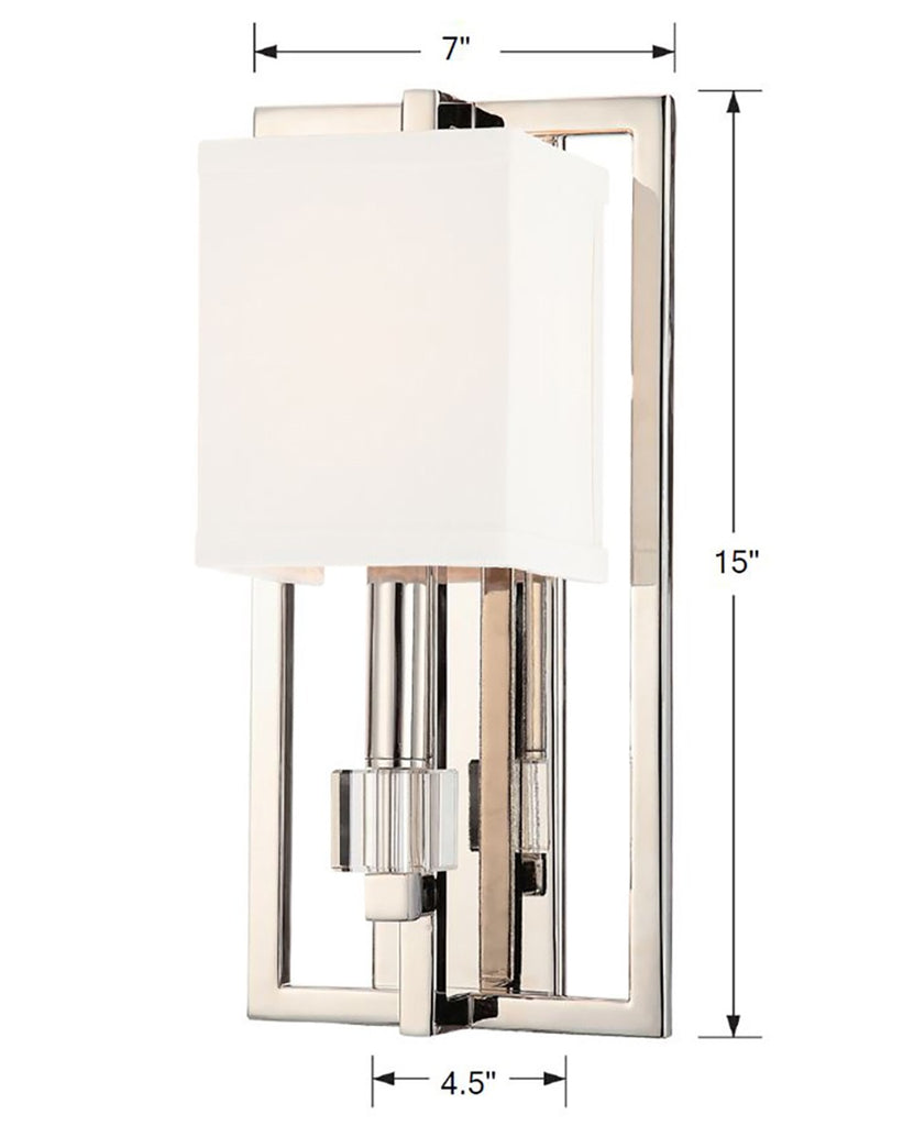 ##Antique Hardware## Dixon 1 Light Polished Nickel Sconce