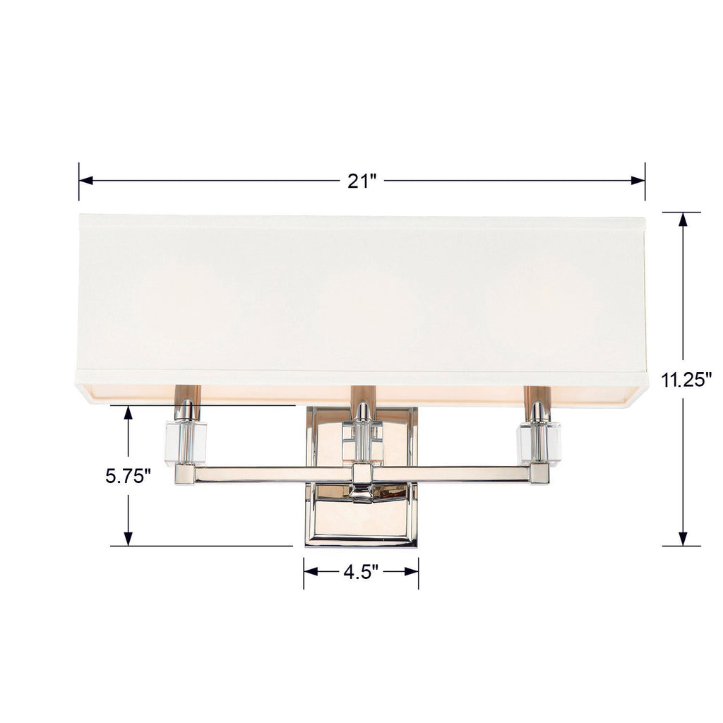 ##Antique Hardware## Dixon 3 Light Polished Nickel Sconce