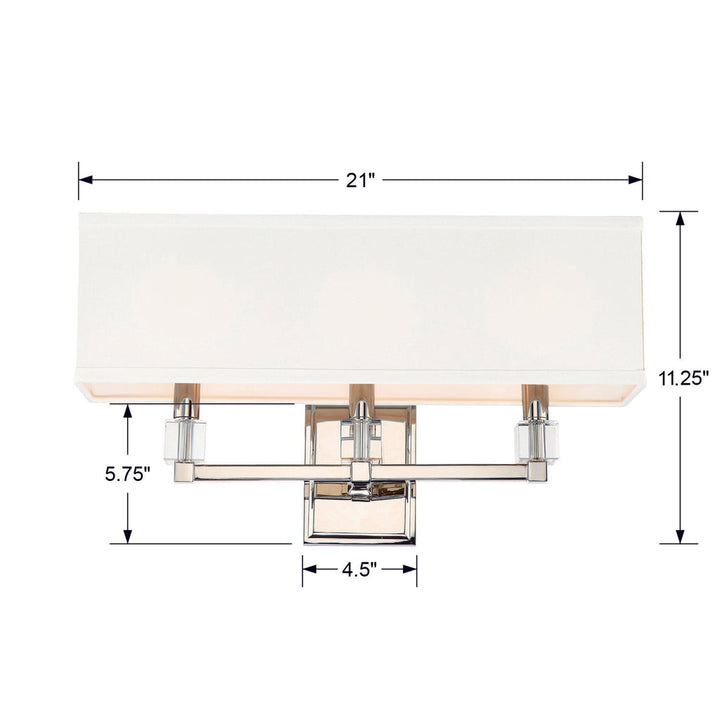 ##Antique Hardware## Dixon 3 Light Polished Nickel Sconce