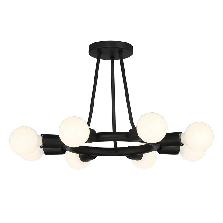 ##Antique Hardware## Dakota 8 Light Black Semi Flush Mount