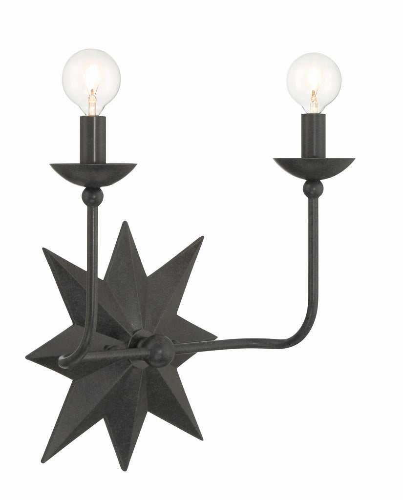 ##Antique Hardware## Astro 2 Light Black Sconce