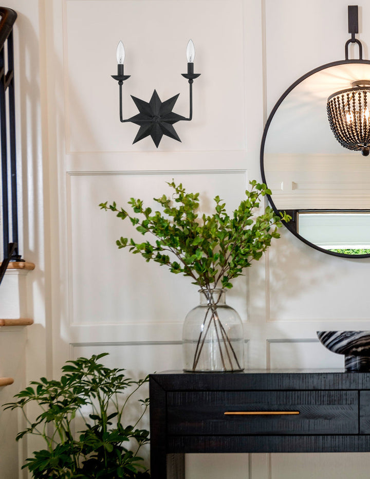 ##Antique Hardware## Astro 2 Light Black Sconce