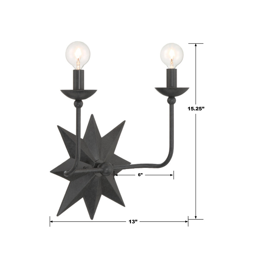 ##Antique Hardware## Astro 2 Light Black Sconce
