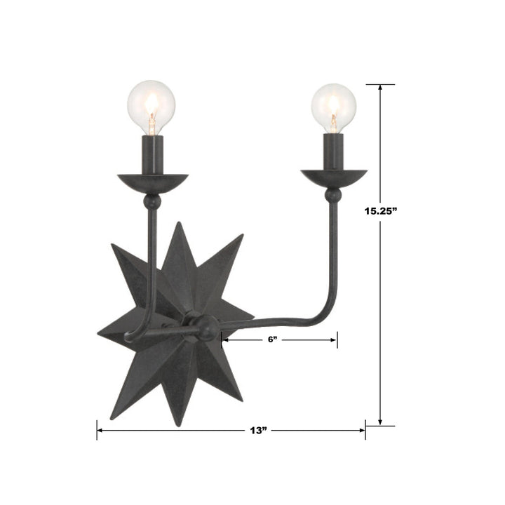 ##Antique Hardware## Astro 2 Light Black Sconce