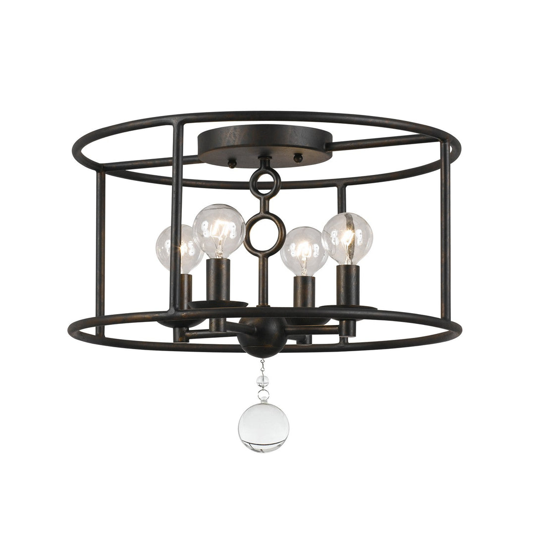 ##Antique Hardware## Cameron 4 Light English Bronze Semi Flush Mount