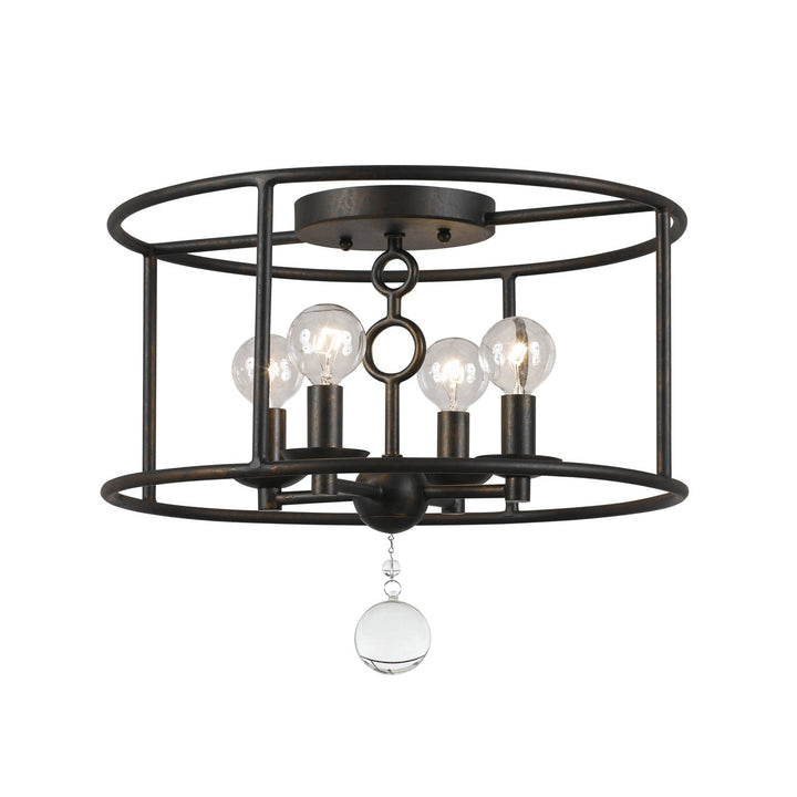 ##Antique Hardware## Cameron 4 Light English Bronze Semi Flush Mount