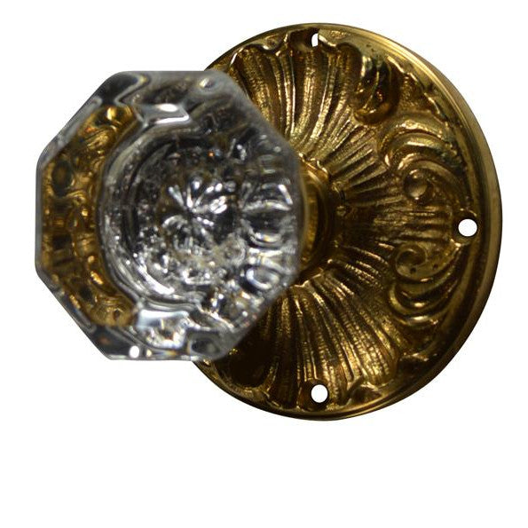##Antique Hardware## Romanesque Octagon Glass Door Knob