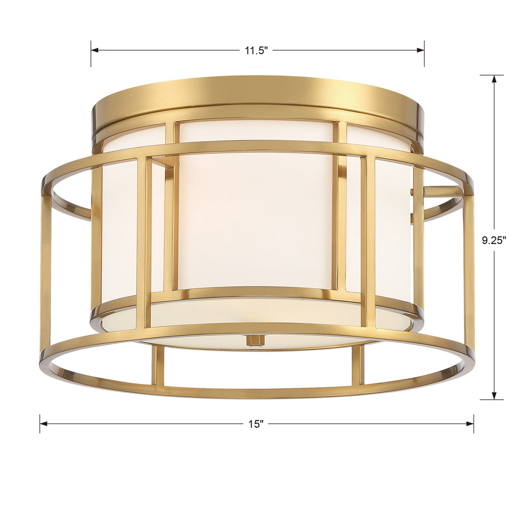##Antique Hardware## Brian Patrick Flynn Hulton 2 Light Luxe Gold Flush Mount