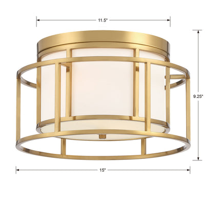 ##Antique Hardware## Brian Patrick Flynn Hulton 2 Light Luxe Gold Flush Mount