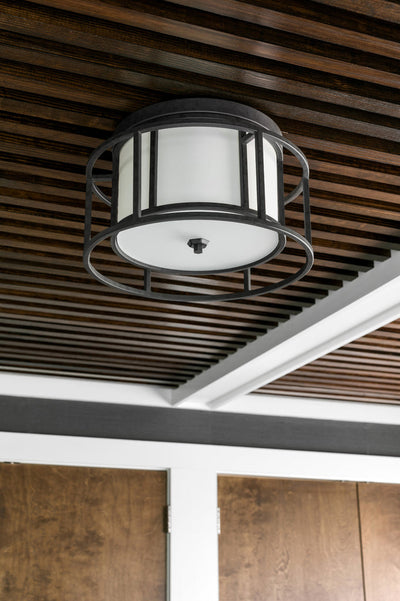 ##Antique Hardware## Brian Patrick Flynn Hulton 2 Light Matte Black Flush Mount