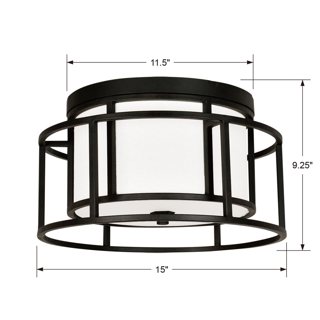 ##Antique Hardware## Brian Patrick Flynn Hulton 2 Light Matte Black Flush Mount