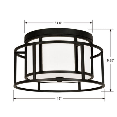 ##Antique Hardware## Brian Patrick Flynn Hulton 2 Light Matte Black Flush Mount