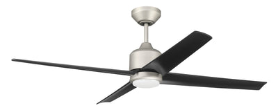 Antique Hardware 52" Quell Fan, Painted Nickel Finish, Flat Black Blades. LED Light, WIFI and Control Included Ceiling Fan