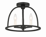 ##Antique Hardware## Abbott 3 Light Black Semi Flush Mount