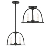 ##Antique Hardware## Abbott 3 Light Black Semi Flush Mount