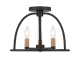##Antique Hardware## Abbott 3 Light Black Semi Flush Mount