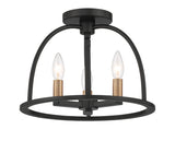 ##Antique Hardware## Abbott 3 Light Black Semi Flush Mount