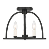 ##Antique Hardware## Abbott 3 Light Black Semi Flush Mount